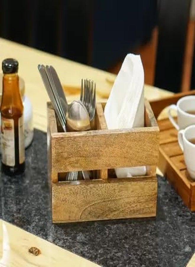 RAMADHARI CREATION Cutlery Spoon Spatula Holder Stand for Kitchen and Dining use, Medium, Brown - Image 4