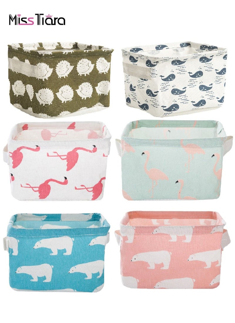 MissTiara Foldable Storage Basket-Set of 6 Small Collapsible Canvas Containers Organizers with Handle for Home Decor or Storing Toys Keys Sundries Little Crafts  - Image 1