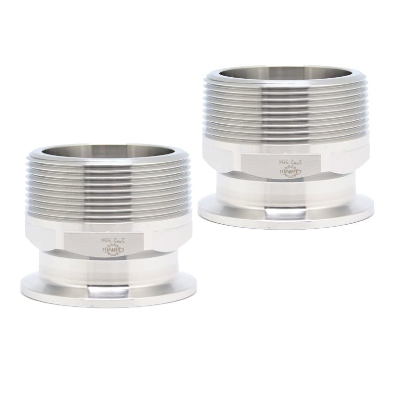 QiiMii 2" Tri Clamp Adapter to 2" MNPT Thread Ferrule Hexagonal Sanitary Pipe Fitting (2 Pack) - Image 4