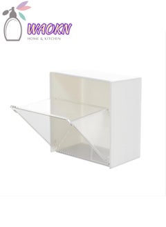 6-Pieces Wall Mounted Flip Storage Box Transparent Adhesive Storage Box Hanger Holder Storage Object Multifunctional Storage Home Tool Cotton Buds Storage Dispenser Flip Container Box