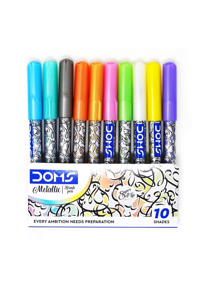 DOMS Metallist Series Metallic Brush Pen (10 Assorted Shades) - Image 2