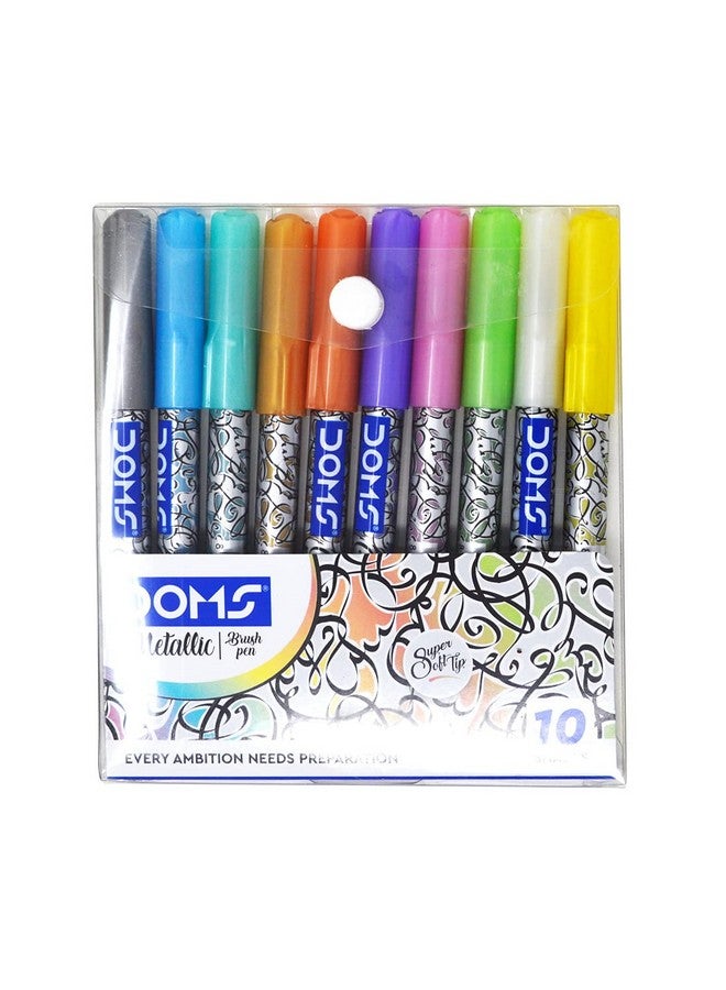 DOMS Metallist Series Metallic Brush Pen (10 Assorted Shades) - Image 1