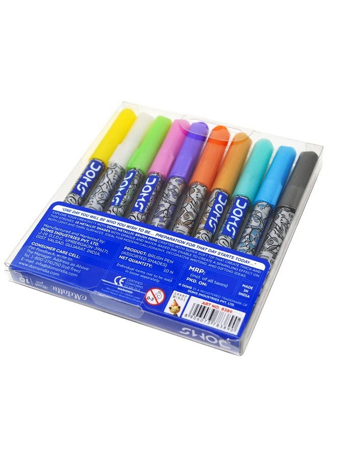 DOMS Metallist Series Metallic Brush Pen (10 Assorted Shades) - Image 5