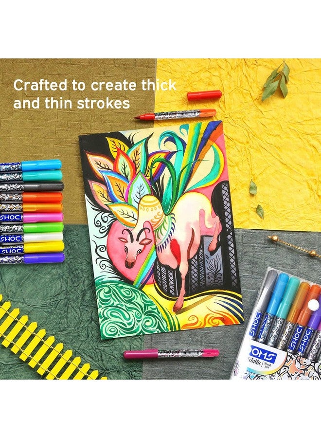 DOMS Metallist Series Metallic Brush Pen (10 Assorted Shades) - Image 4