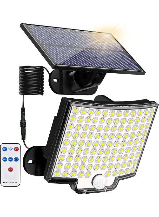 KERNOWO Solar Lights Outdoor, 106 LED 3000LM Solar Powered Motion Sensor Flood Lights with Remote, Dusk to Dawn Led Solar Security Wall Lights with 16.5Ft Cable IP65 Waterproof for Outside, Garage, 1 Pack - Image 1