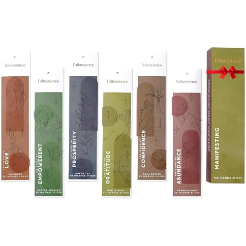 Folkulture Incense Sticks 120 Sticks Set of 6 Premium Incense For Manifesting Aromatherapy Gifts No CharcoalOrganic Non Toxic 45 Mins Long Burning Frankincense Coffee Mint InsenceSticks