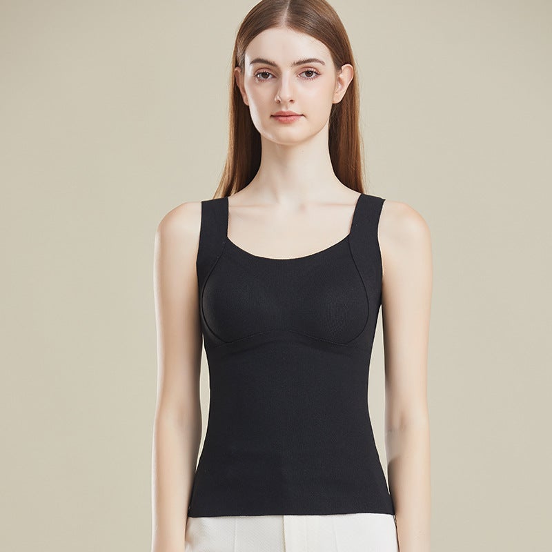 Autumn Winter Velvet Warm Vest Wool Silk Thermal Women Black - Image 1