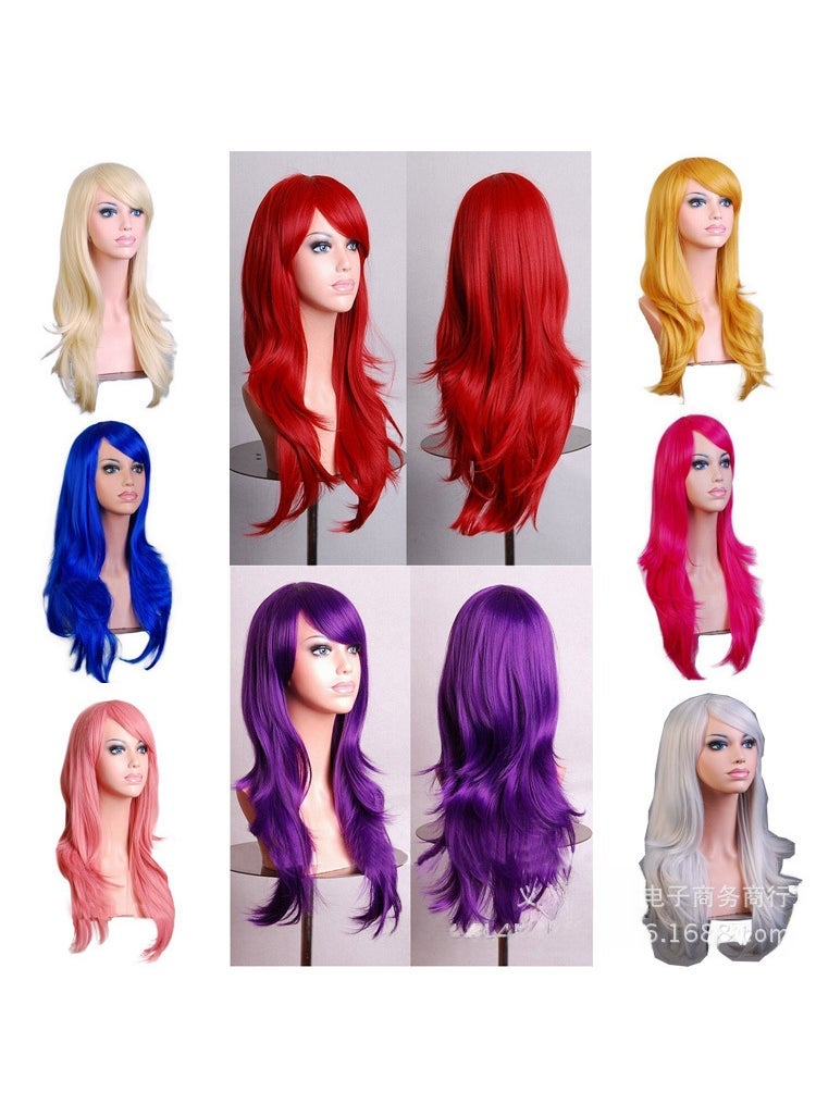 Arabest Wholesale European and American popular long curly hair color animation COS gradient Harajuku wig cosplay long straight hair spot Sky Blue 