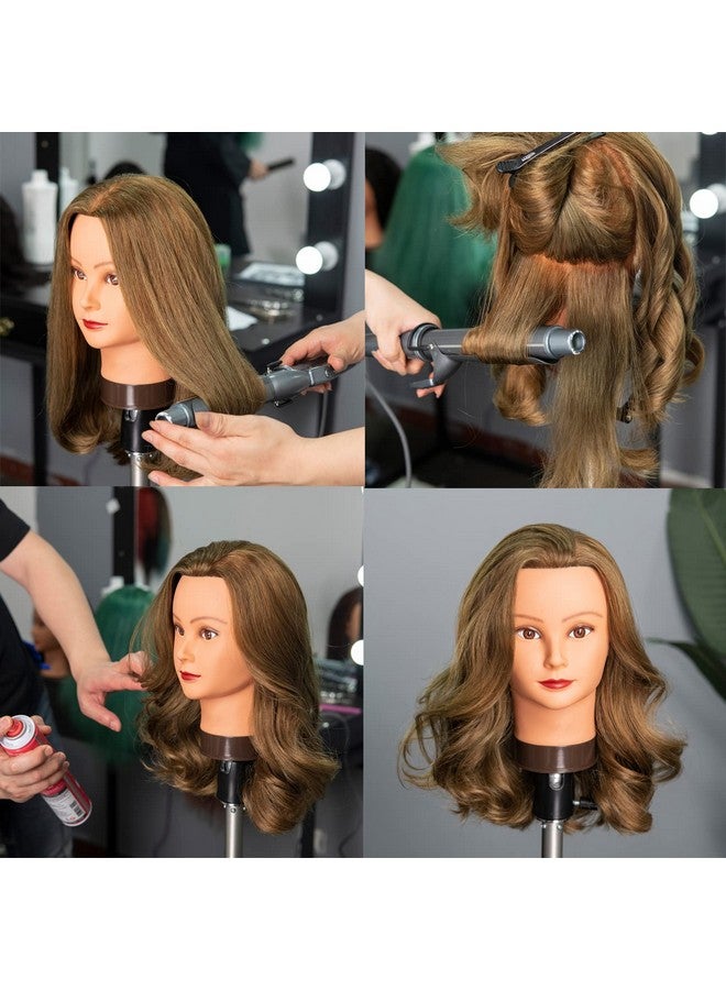 training head Traininghead 2022" Female 100% Human Hair Mannequin Head Hair Styling Training Head Cosmetology Manikin Head Doll Head For Hairdresser With Free Clamp (Brown)（1416'' ） - Image 3