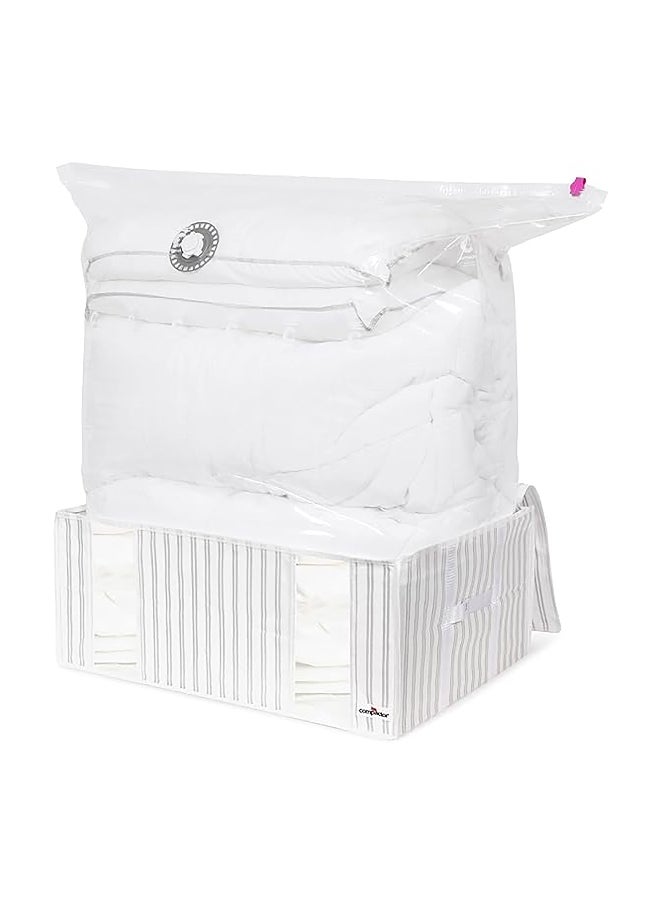 COMPACTOR Space Saving Semi Rigid Zipper Closure Vacuum Storage Box White and Clear 210 L RAN7512  - Image 1