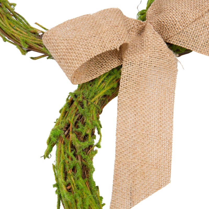 VGIA 27 Inch Artificial Easter Wreath with Moss and Burlap Bow Spring Bunny Wreath for Front Door Easter Decorations for Home - Image 3