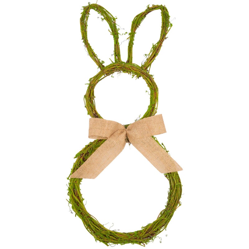 VGIA 27 Inch Artificial Easter Wreath with Moss and Burlap Bow Spring Bunny Wreath for Front Door Easter Decorations for Home - Image 1