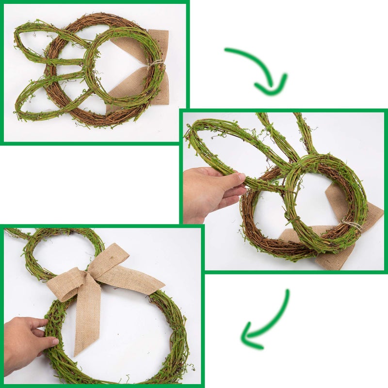 VGIA 27 Inch Artificial Easter Wreath with Moss and Burlap Bow Spring Bunny Wreath for Front Door Easter Decorations for Home - Image 5