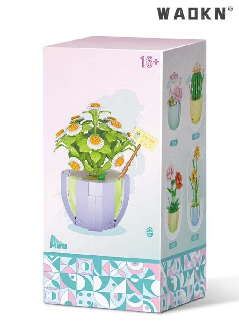WAOKN Bouquet flower bouquet building set with vase, 284 bricks, small daisies, bonsai, flowers, craft set, potted plants, not compatible with Lego bouquet，Flower Building Set Unique Creative Gift for Friends and Families  - Image 1