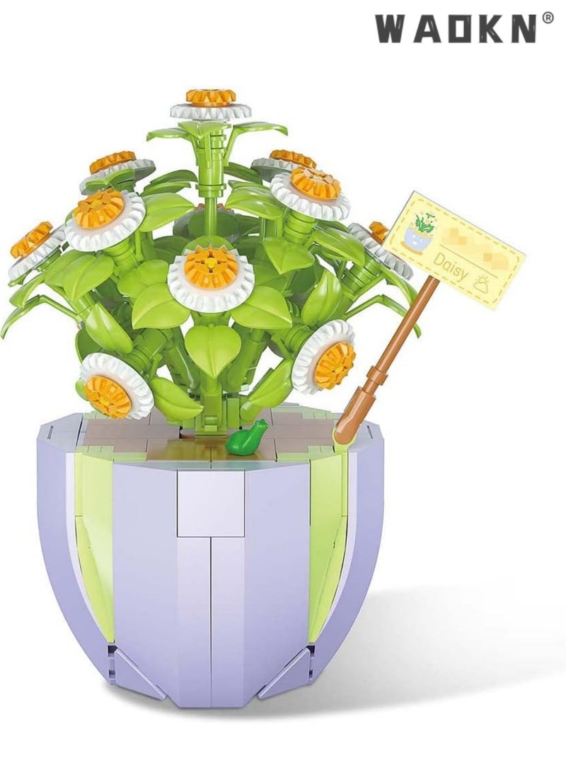 WAOKN Bouquet flower bouquet building set with vase, 284 bricks, small daisies, bonsai, flowers, craft set, potted plants, not compatible with Lego bouquet，Flower Building Set Unique Creative Gift for Friends and Families  - Image 3