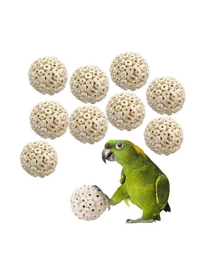 JOYNAGAR Natural Sola Wood Atta Ball Birds Foraging Toys for Cockatiels, Parrots, Budgies, Conures | 6 cm | Pack of 10 Pcs (Standard) - Image 1