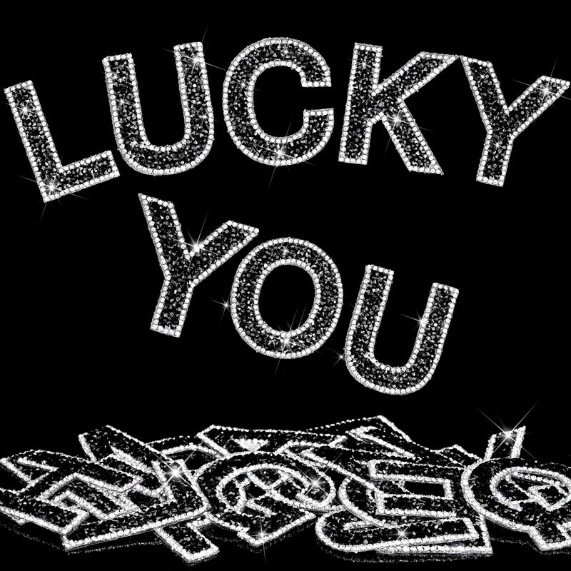 Locacrystal 34Pcs Rhinestone Letter Stickers Bling Glitter Alphabet AZ Letters SelfAdhesive Crystal Rhinestones Word Sticker Iron on Letters for Clothing Art Crafts DIY DecorsBlackWhite224 - Image 3