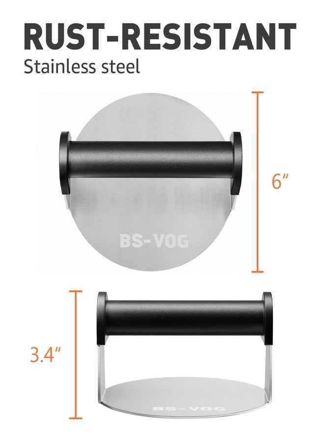 BS-VOG Burger Press, 6" Stainless Steel Burger Smasher for Griddle, Nonstick Round Hamburger Smasher Tool for Cooking Bacon, Patty, Ground Beef, Meats, Dishwasher Safe, Christmas Gift Package for Men - Image 5