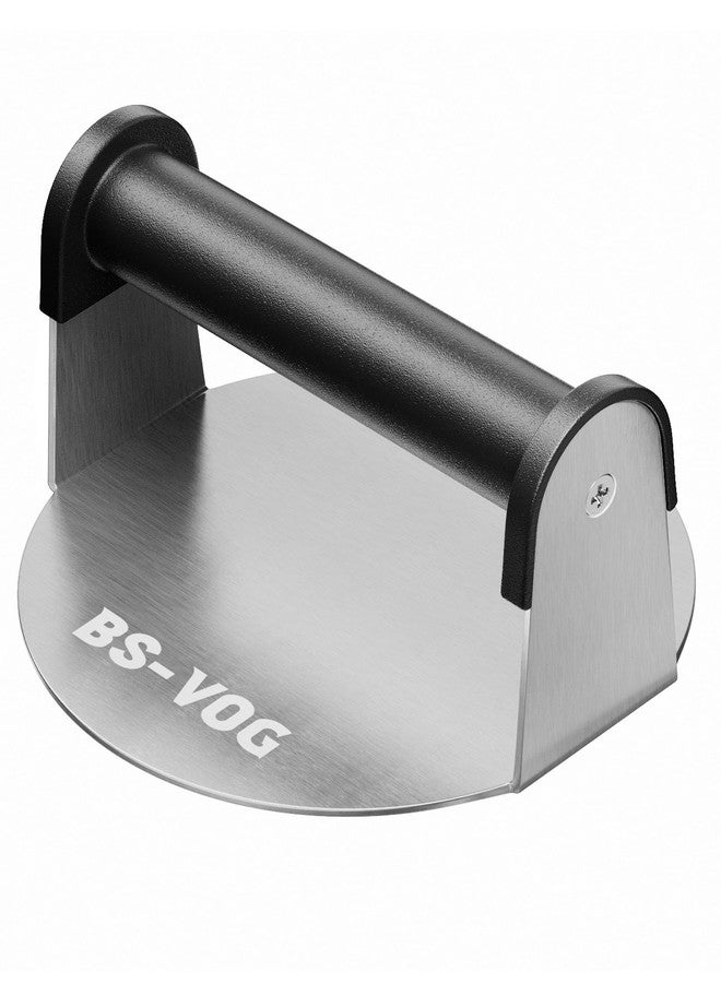 BS-VOG Burger Press, 6" Stainless Steel Burger Smasher for Griddle, Nonstick Round Hamburger Smasher Tool for Cooking Bacon, Patty, Ground Beef, Meats, Dishwasher Safe, Christmas Gift Package for Men - Image 1