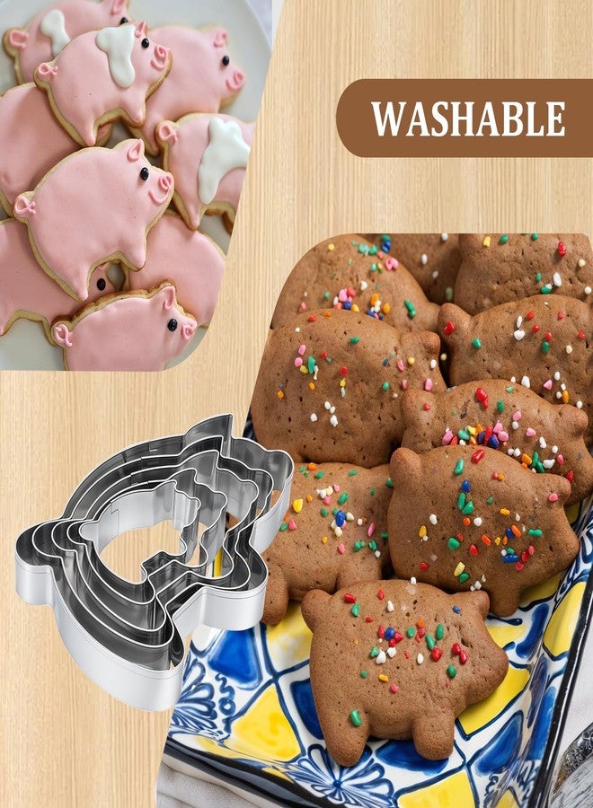 Styquenzer 5 Pcs Pig Cookie Cutter Mexican Set Pig Cookie Cutter Mexican Set, Concha Marranitos & Puerquito Shapes, 5.5"-2.0" - Image 5