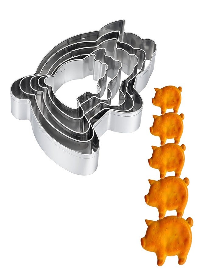 Styquenzer 5 Pcs Pig Cookie Cutter Mexican Set Pig Cookie Cutter Mexican Set, Concha Marranitos & Puerquito Shapes, 5.5"-2.0" - Image 1