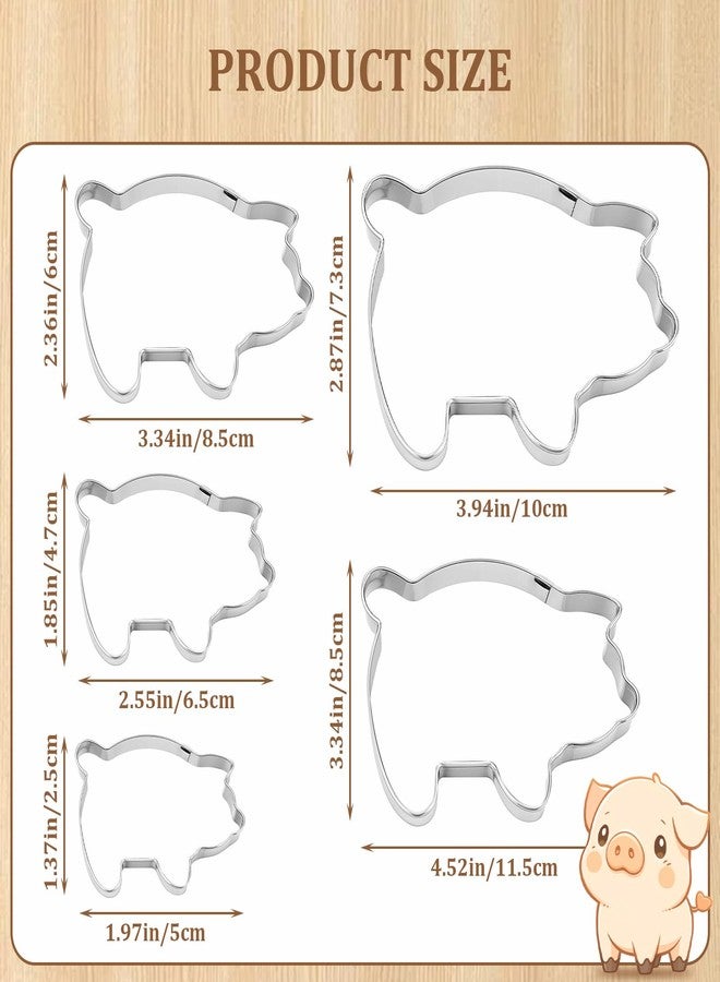Styquenzer 5 Pcs Pig Cookie Cutter Mexican Set Pig Cookie Cutter Mexican Set, Concha Marranitos & Puerquito Shapes, 5.5"-2.0" - Image 2