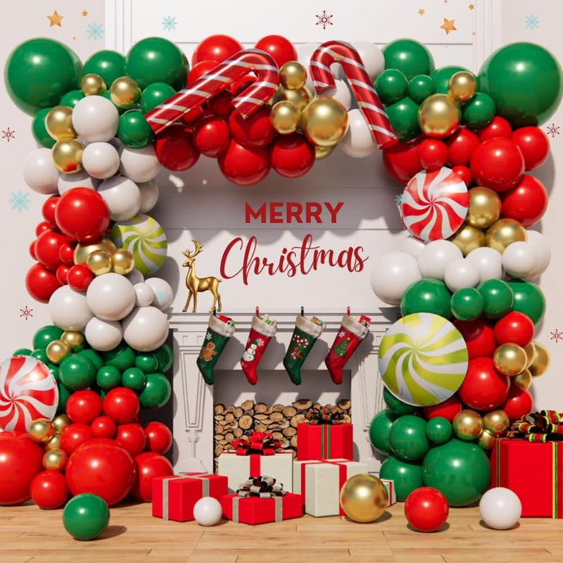 Beaumode Christmas Balloon Garland Arch Kit 160pcs Red Green Balloons for Candy Merry Christmas Party Friendsmas Santa Claus Birthday Holiday Party Decoration Green - Image 3