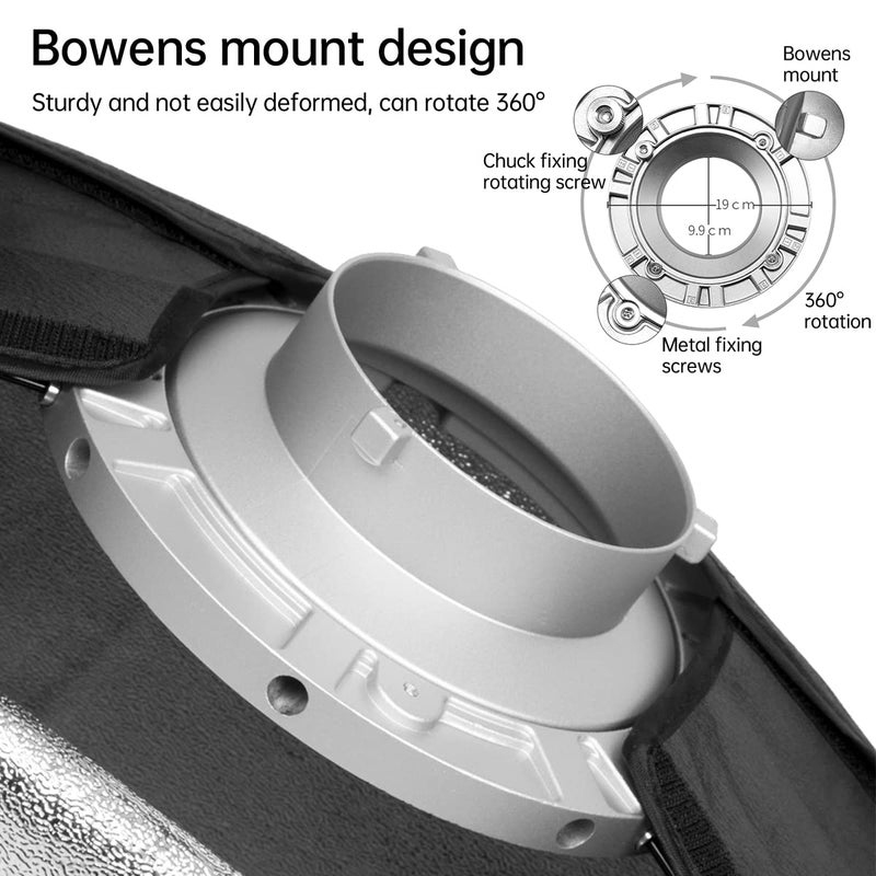 Godox 2PCS FW30x120cm/12 x47 Bowens Mount Strip Honeycomb Grid Softbox,Detachable Strip Soft Box with Bowens Mount Speedring,Curved Grid Softbox for Studio Strobe Flash Portrait Product Photography - Image 4