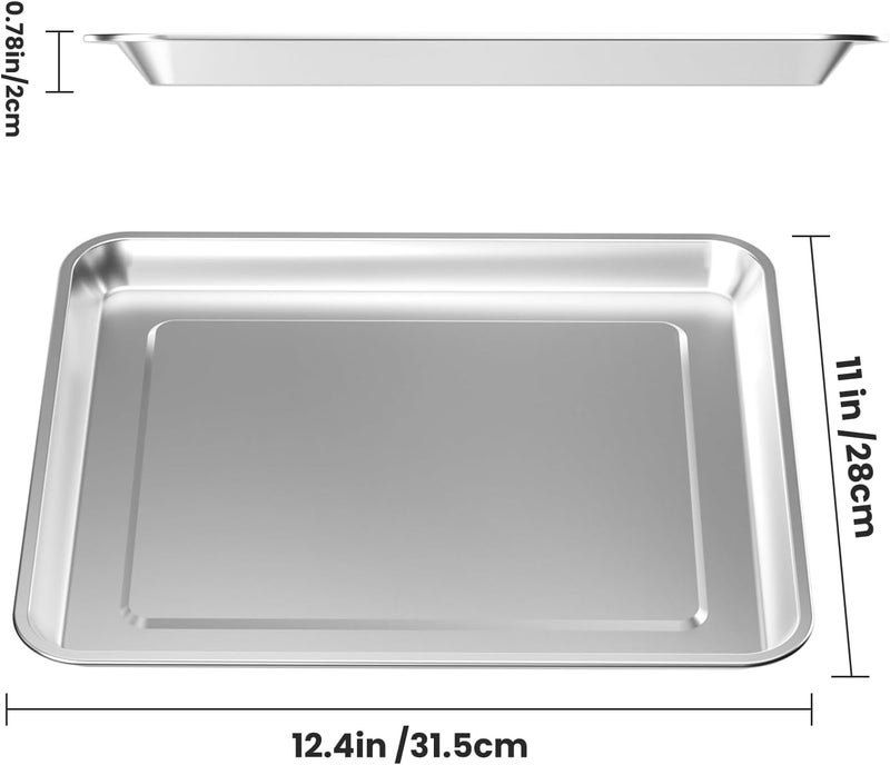 SettleDown Stainless Steel Baking Tray Pan Compatible with Cuisinart Airfryer TOA-060 and TOA-065 (2 PCS Tray Pan) - Image 2