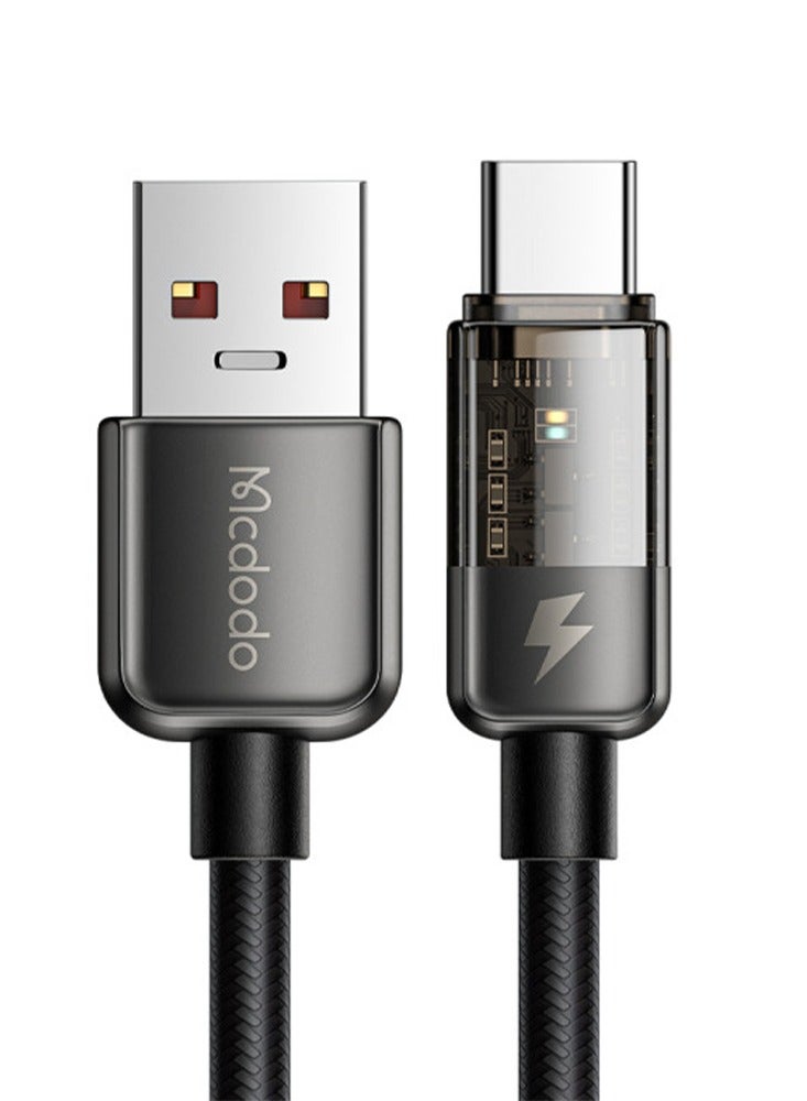 Mcdodo Fast Charging cable CA-315 , USB to Type-C Cable  100W , Auto Shut Off Protection , Premium Design with Transparent Zinc Alloy Body and Nylon Braided Wire , Smart, Safe, and Stable Charging with LED Indicator m 1.2m Length for Robust Daily Use - Image 1