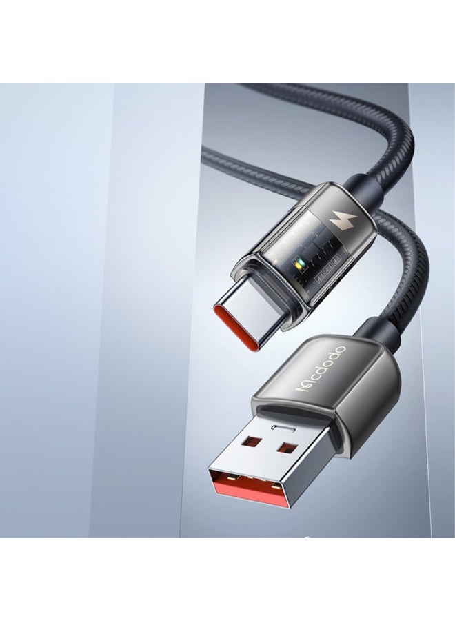 Mcdodo Fast Charging cable CA-315 , USB to Type-C Cable  100W , Auto Shut Off Protection , Premium Design with Transparent Zinc Alloy Body and Nylon Braided Wire , Smart, Safe, and Stable Charging with LED Indicator m 1.2m Length for Robust Daily Use - Image 4