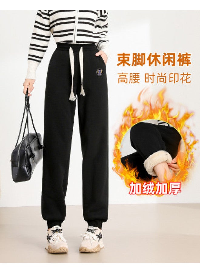 Baleno Autumn Winter Fleece Knitted Casual Pants Women Warm Comfortable Elegant Casual Cuffed Sports Pants - Image 1