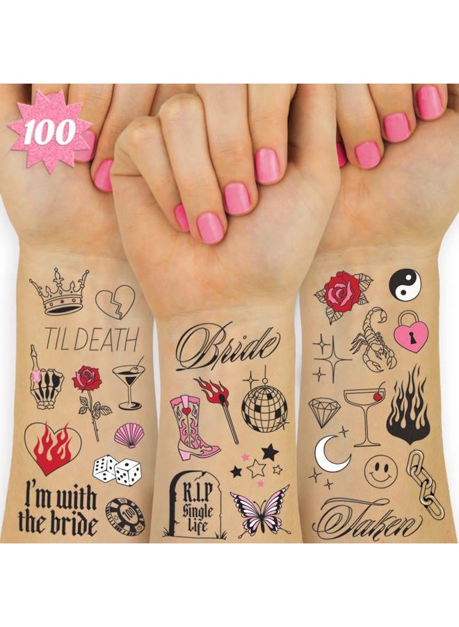 xo, Fetti Realistic Bachelorette Temporary Tattoos - 100 Foil Styles | Bachelorette Party Decoration, Bridesmaid Favor, Bride to Be Gift + Bridal Shower Supplies - Image 1