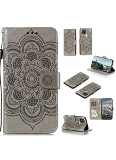 HuHa Case Cover For For Google Pixel 5 XL / Pixel  4a 5G Mandala Embossed Leather Phone Case (Gray) 