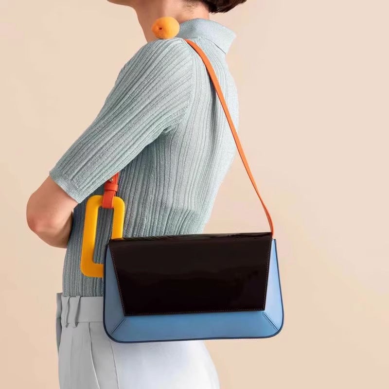 Underarm Bag Female Niche Design Sense 2023 New Popular Geometric Small Square Bag Advanced Texture Portable Shoulder Bag - Image 2