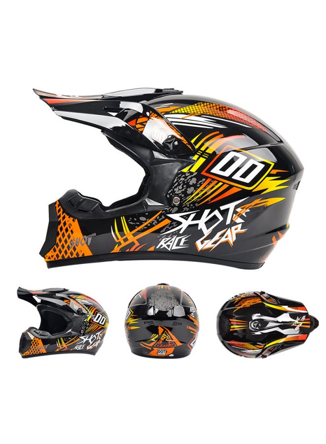 Black 00 Dot Certified Off-road Full Face Helmet, Universal Safety Helmet For Motorcycle, Mountain Bike, Karting & Downhill Bike