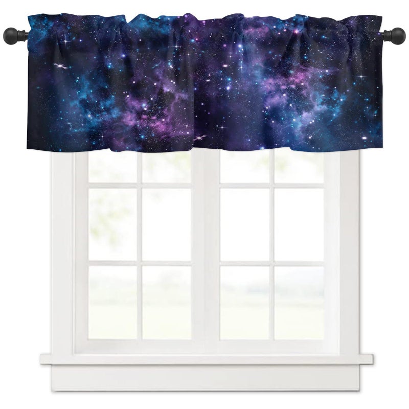 Zadaling Zadaling Valance Curtain for KitchenGalaxy Star Nebula Space Starry Sky Window Valance for Living Room ScrollRod Pocket Valances for Bedroom DecorWindow Treatment Valance 1 Panel 18 x 54 