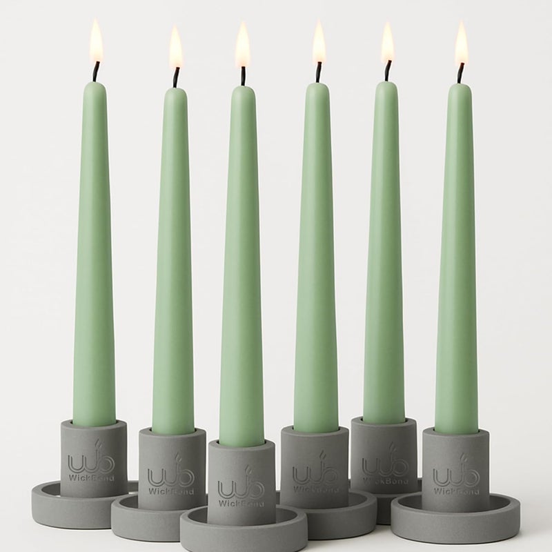 Wickbond 10″ Soy Wax Taper Candles – Pack of 6 | Dripless, Smokeless, Long Burn | Elegant for Dinner, Wedding & Home Décor (Mint) - Image 1
