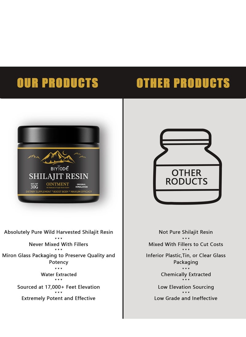 BIYODE - Shilajit Pure Himalayan Organic Shilajit Resin - Himalayan Shilajit Supplement- Maximum Potency and Pure Shilajit for Men Gold Grade Natural Shilajit with 85+ Trace Minerals and Fulvic Acid - 30g - Image 1
