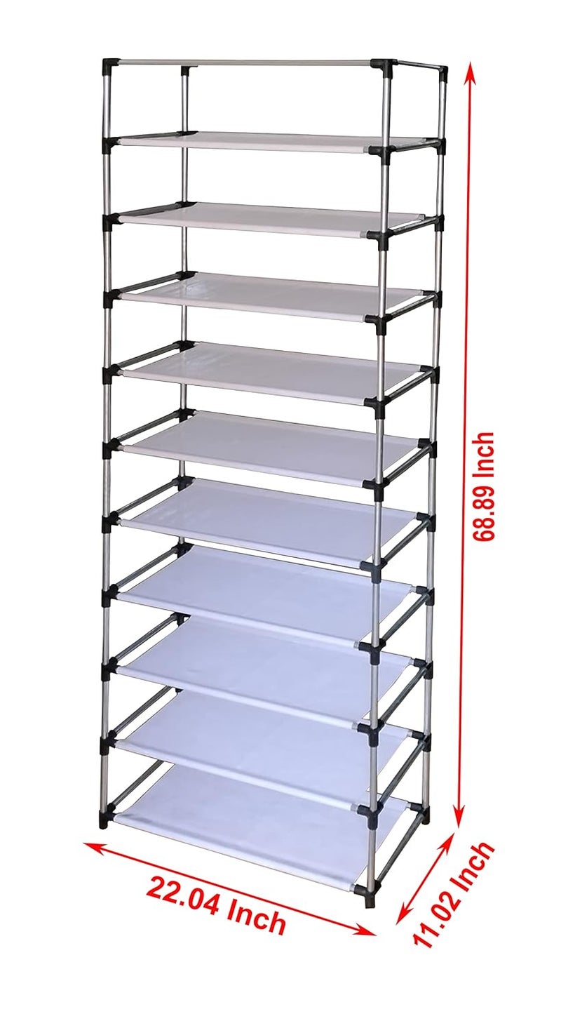 Whitecloud TRANSFORMING HOMES Whitecloud TRANSFORMING HOMES Collapsible Portable Foldable Wardrobe Storage Shelves Organizer for Clothes Racks Fabric Almirah Non Rustable Iron 10 Layer Brown Storage Unit  - Image 4