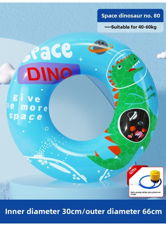 Generic Children's Swimming Ring Thick Life Buoy Anti-rollover Beginner Boys And Girls Baby Cartoon Inflatable Underarm Ring-Inner Diameter After Inflating:Space Dinosaur Size 80 (recommended Weight 40-60kg - Image 1
