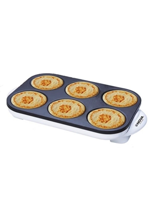 NOVA Non-Stick 6 Pcs Crepe and Pancake Maker 1000W | Electric Flat Griddle with Heat Resistant Handles, Fast Heating Breakfast Appliance for Crepes, Pancakes, Roti & Snacks - Image 3