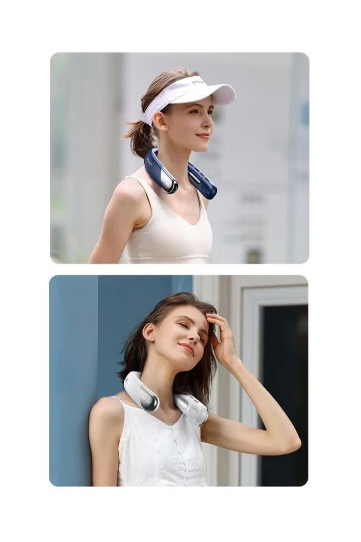 هالامين مروحة عنق محمولة قابلة لإعادة الشحن ، مروحة محمولة ، رياح قوية محيطة بزاوية 360 درجة ، مروحة عنق محمولة معلقة ، قابلة لإعادة الشحن عبر USB ، مروحة شخصية قابلة للارتداء للعمل والسفر والرياضة في الهواء الطلق (أبيض) - Image 5