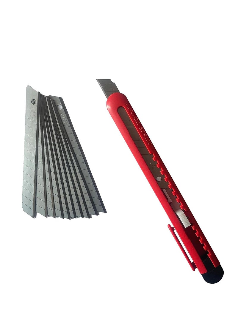 XML 9 mm Cutter Knife With 10 Replacement Blades For Office and Home use Mini Paper Cutter Stationary Item - Image 5