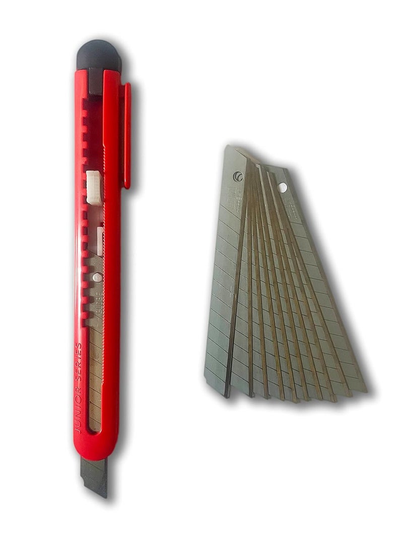 XML 9 mm Cutter Knife With 10 Replacement Blades For Office and Home use Mini Paper Cutter Stationary Item - Image 1