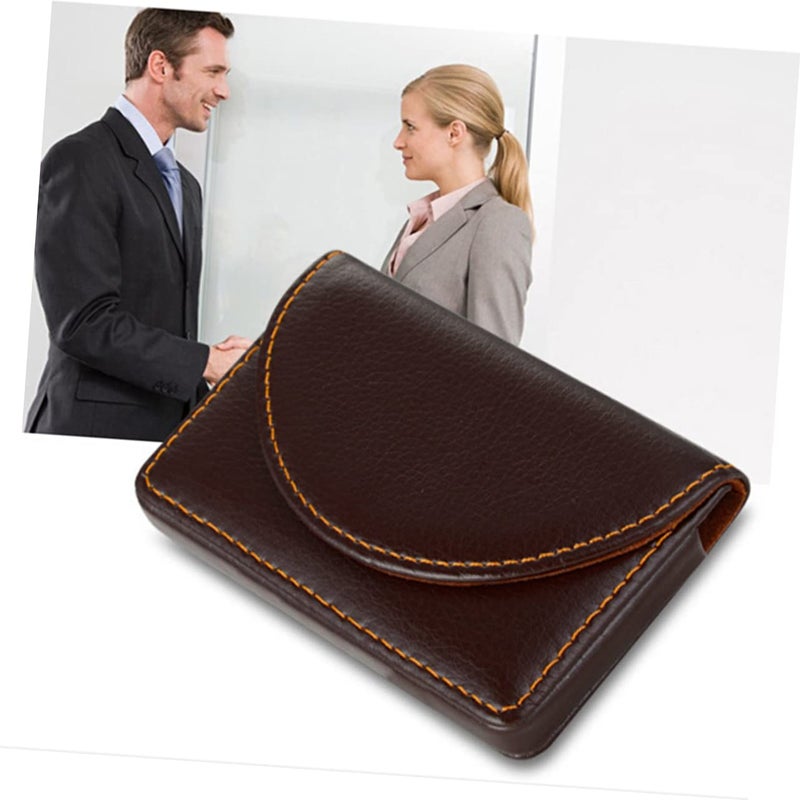 Magnetic Shut Leather Business Card Holder Case Organizer For Men And Women - Image 4