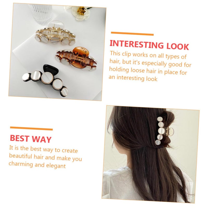 Angoily Vintage round Shell Effect Hair Claw Clips 3 Pieces Plastic Hair Clamps for Women, Sturdy Jaw Clips for Everyday Hairstyles and Bun Styling Random Color - Image 4
