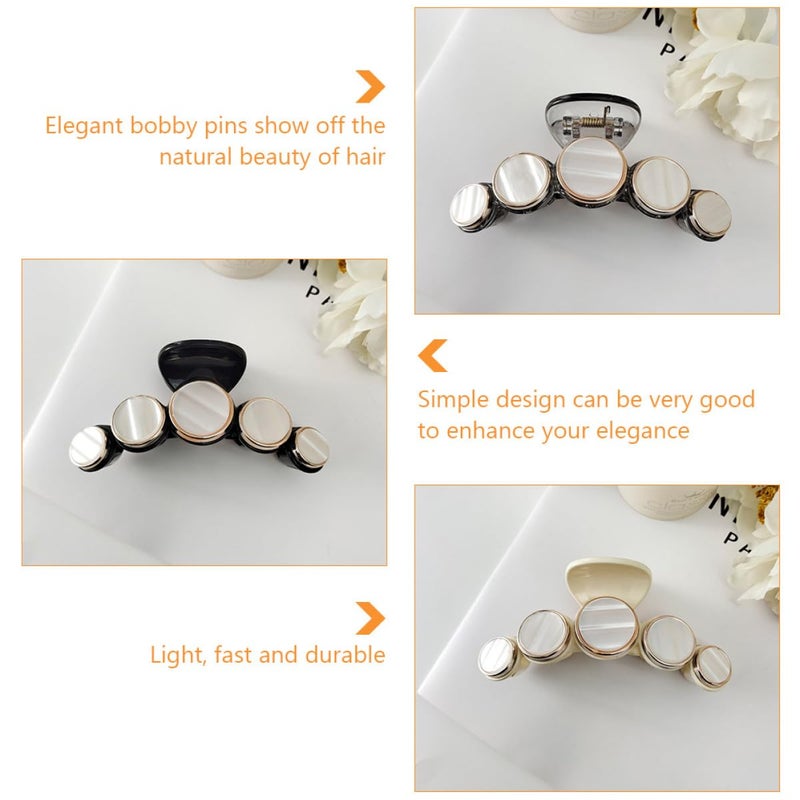 Angoily Vintage round Shell Effect Hair Claw Clips 3 Pieces Plastic Hair Clamps for Women, Sturdy Jaw Clips for Everyday Hairstyles and Bun Styling Random Color - Image 3