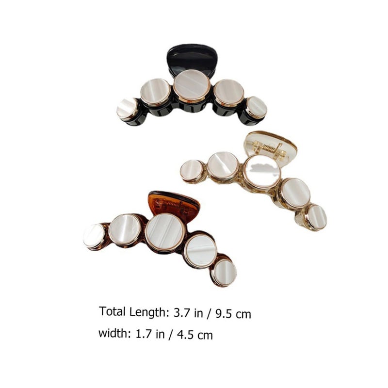 Angoily Vintage round Shell Effect Hair Claw Clips 3 Pieces Plastic Hair Clamps for Women, Sturdy Jaw Clips for Everyday Hairstyles and Bun Styling Random Color - Image 2