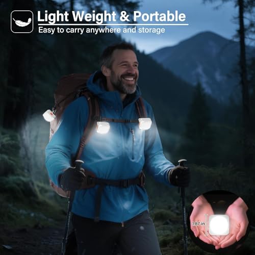 FLY2SKY Rechargeable Camping Lights FLY2SKY 2Pcs White Tent Lights Mini Flashlight Portable LED Camping Lantern Survival Gear Camping Accessories for Hiking Backpacking Fishing Hurricane Emergency Outage - Image 2